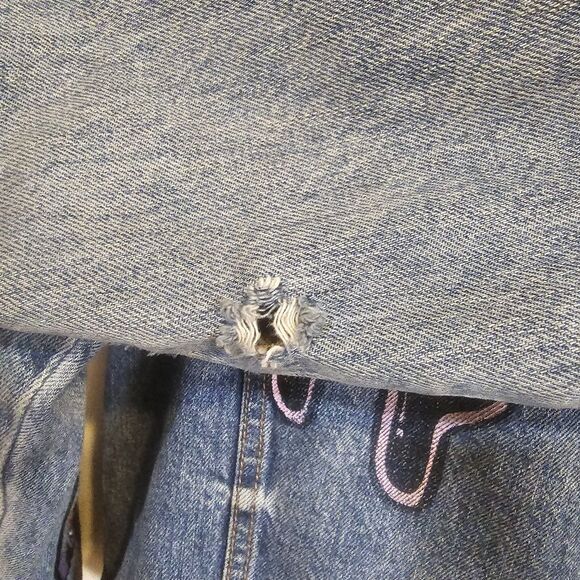 Vintage MTV American Eagle Sz S Denim Daria Patch Accent Distressed Jacket  90s - Picture 14 of 16